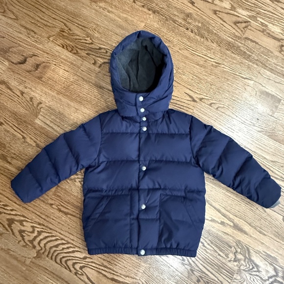 Gap Kids Down Puffer Cold Weather Navy Coat Insulated Fleece Hood Warm Kid S 6-7 - Picture 8 of 15